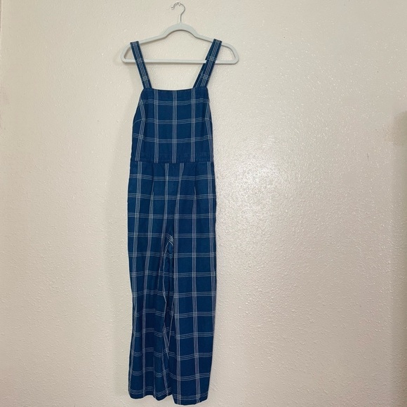J. Crew Factory Windowpane Denim Crossover Jumpsuit - Picture 2 of 10